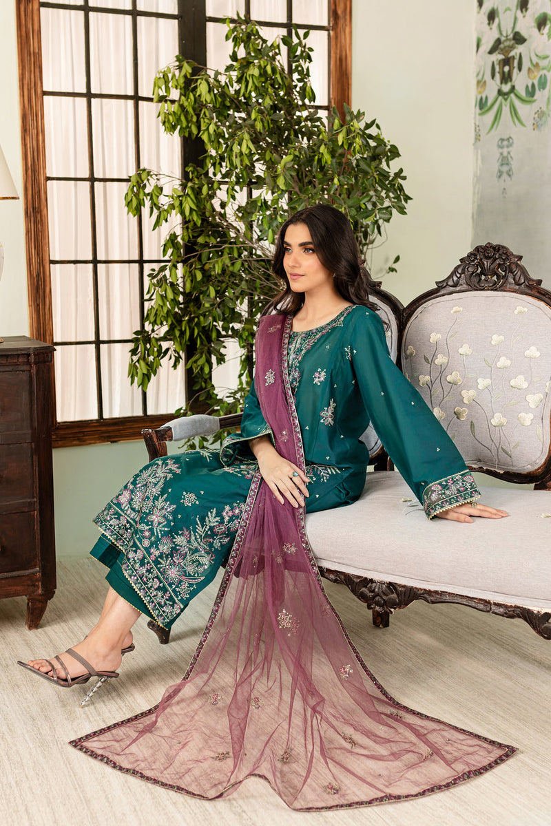 Greenberg 3Pc - Embroidered Lawn Dress