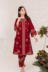 Maroon 2 PC Embroidered Lawn Dress