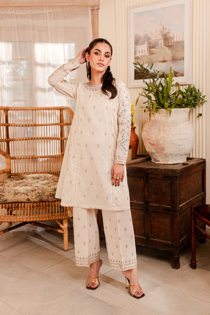 Almond 2Pc - Embroidered Lawn Dress