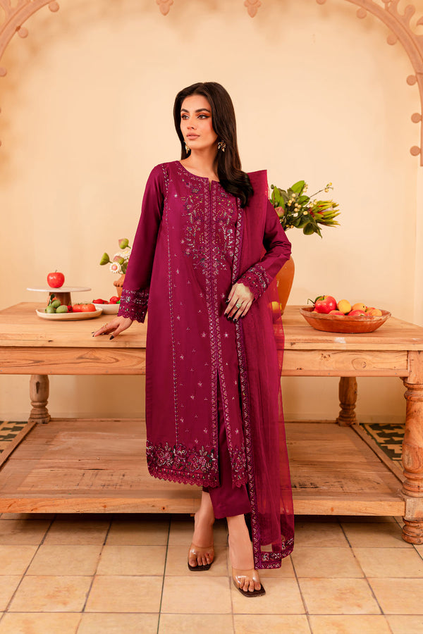 Turkish 3Pc - Embroidered Lawn Stitched Dress