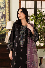 Black Rose 3Pc - Embroidered Lawn Dress