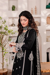 BLACK MONOCHROME 3PC EMBROIDERED WITH SEQUINS