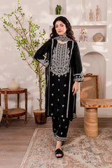 BLACK MONOCHROME 3PC EMBROIDERED WITH SEQUINS