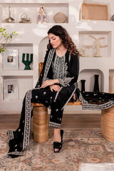 BLACK MONOCHROME 3PC EMBROIDERED WITH SEQUINS